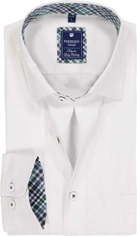 Redmond comfort fit overhemd - twill - wit