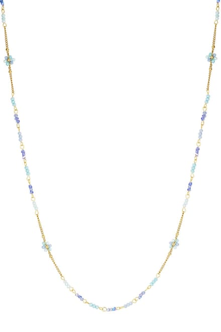 Lange Ketting Blooming Breeze Blauw - Statement Sieraad - Roestvrij staal - 95 cm