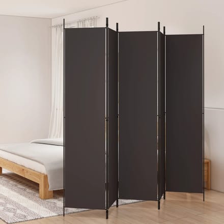 vidaXL - Kamerscherm - met - 5 - panelen - 250x220 - cm - stof - bruin