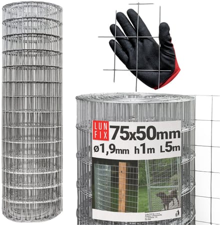 LUN FIX - Volierendraht + verzinkt staal - 1m x 5m - Ø 1,9 mm - Hasendraht