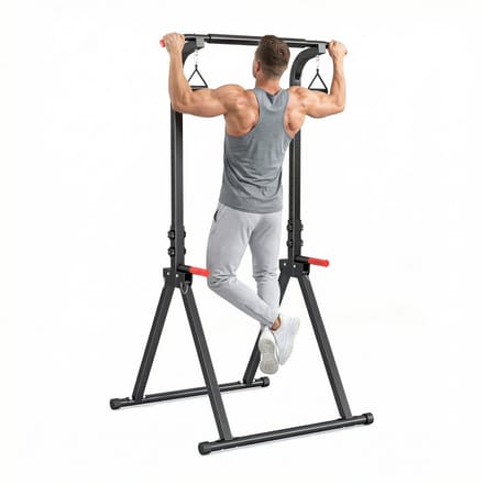 Pull up Station - Power Tower - Pull up rack- Pull-up bar - Dip station - Krachtstation - Verstelbare hoogte - Multifunctionele thuistrainer - Optrekstang voor thuis - Zwart