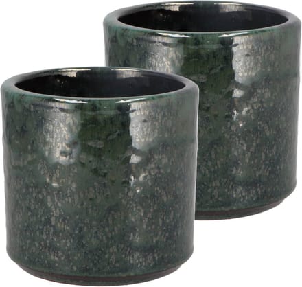DK Design Bloempot model Green Glaze - 2x - groen - D12 x H13 cm - glanzend