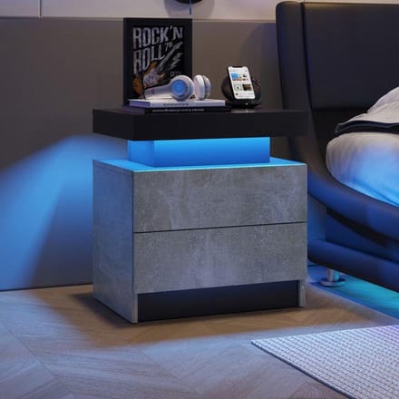 Table de nuit LED - MUVOE - Moderne - 2 Tiroirs - Multicolore - Design Contemporain
