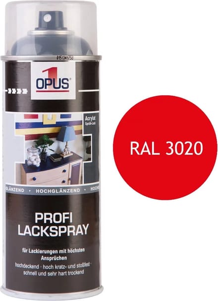 Opus1 - Lackspray - Verkeersrood - 400 ml - sneldrogend voor metaal hout kunststof