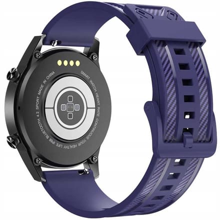 Spacecase Horlogeband 22Mm Blauw Leer Voor Apple Watch 1 2 3 4 5 6 Se
