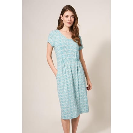 White Stuff Tallie Eco Vero Jersey Dre Ivory Printed Größe: 16 | Midikleider Outlet | Damen | Weiß