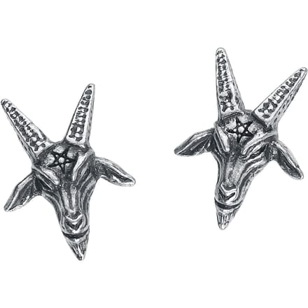 Alchemy Gothic - Gothic Oorstekerset - Baphomet Studs - voor Vrouwen - zilverkleurig