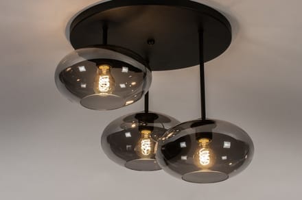 Lumidora Plafondlamp 31039 - Plafonniere - OSLO - 3 Lichts - E27 - Zwart - Grijs - Metaal