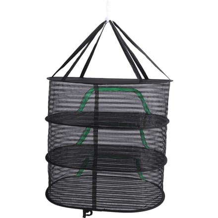 Hangend droognet met rits Ademend polyester Opvouwbaar hangend net droogrek voor vis groente fruit bloemblaadje black