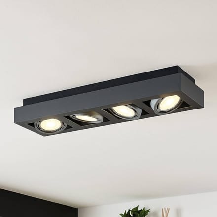 Arcchio - plafondlamp - 4lichts - Aluminium, metaal - H: 9 cm - GU10 - donkergrijs