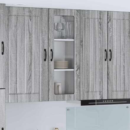 vidaXL - Wandglas - Kasten - LUCCA - Grijs - Sonoma - 40 - x - 31 - x - 100 - cm