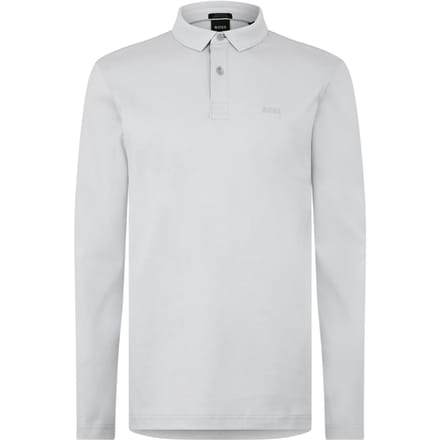Boss Heren Pirol Logo Lange Mouwen Poloshirt (Lichtgrijs)
