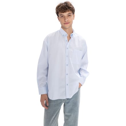 Regular Fit Knoopkraag Pocket Shirt