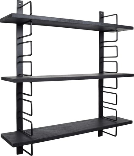 LOFT42 Wandrek Zwart - Mangohout – Metaal - 64x13x74