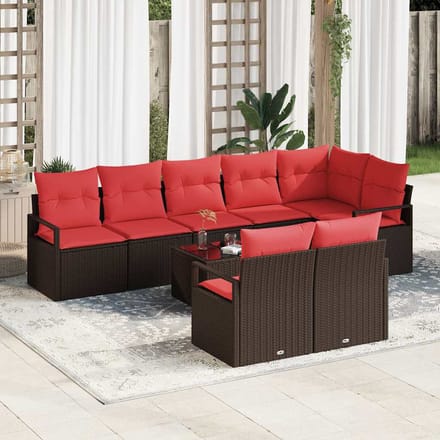 vidaXL Bankstel 9 st Bruin poly rattan
