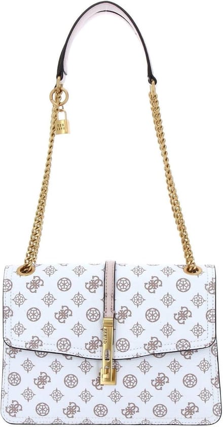 Schoudertas Dames - Handtas Logo - Dagelijks Gebruik - Veelzijdig Interieur - 27.5 cm Breed - Wit Oudroze