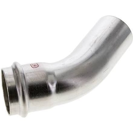 45 graden L-Perskoppeling - 42mm Persmof & 42mm Buiseinde - RVS