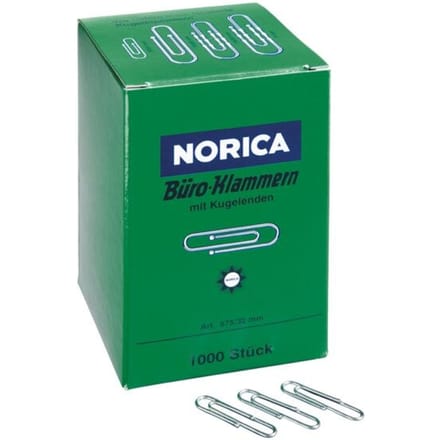 Paperclips, met bolvormig uiteinde, gegalvaniseerd, 1000 stuks, lengte 32 mm