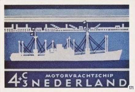 Briefkaart met afbeelding Motorvrachtschip postzegel