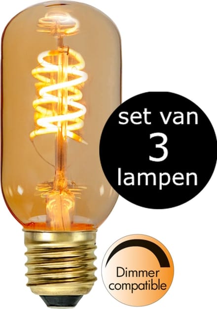 3-Pack | Staaflamp - E27 - 2.8W - Super Warm Wit - 2200K - Dimbaar