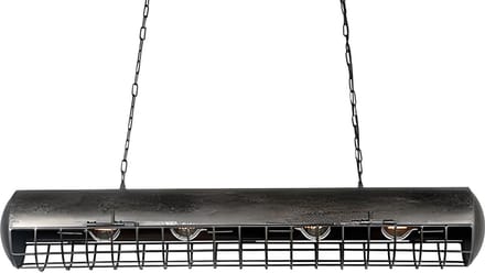 by Mooss - Hanglamp - Industrieel - Zwart - Metaal - 115cm - 4 lichtpunten