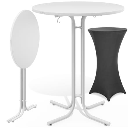 Statafel Wit 110x70cm + statafelhoes Grijs Ø70cm