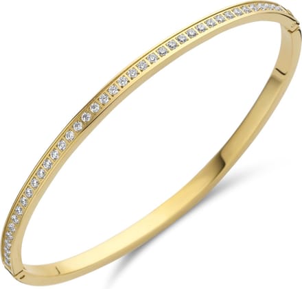 Melano friends hinged cz armband - goudkleurig + crystal - dames - maat medium