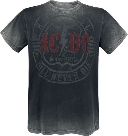 AC/DC T-shirt - Rock & Roll - Will Never Die - M tot 4XL - voor Mannen - donkergrijs