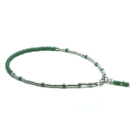 Heaven Eleven - dames - Enkelbandjes - zilver - 925 - groen - 2,5mm - 25cm