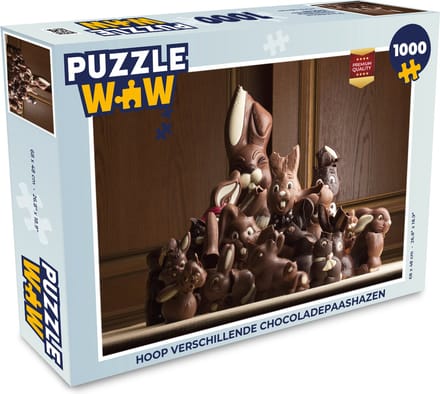 Puzzel Hoop verschillende chocoladepaashazen - Legpuzzel - Puzzel 1000 stukjes volwassenen