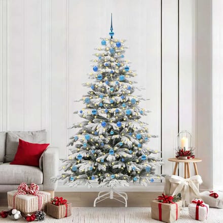 vidaXL - Kunstmatige - Hinged - Kerstboom - Wit - 210 - cm - PE - en - PVC