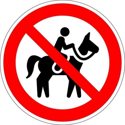 Verboden voor ruiters bord - kunststof 100 mm