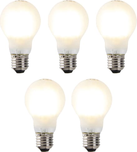 LUEDD Set van 5 E27 dimbare LED lampen A60 mat 7W 806 lm 2700K