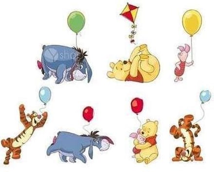 Winnie de Pooh muur stickers - 22,3 x 23,8cm - 12 stickers