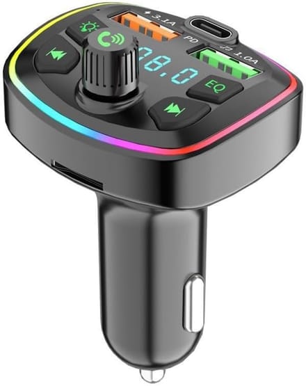 Bluetooth FM-zender - FM Transmitter voor auto, draadloze autoradio-adapter USB-C PD + dubbele USB-oplader voor mobiele telefoon tablet