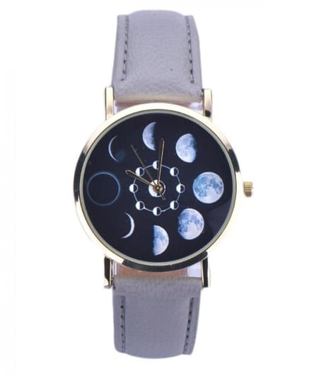 Hidzo Horloge Maan Ø 37 - Grijs - Kunstleer