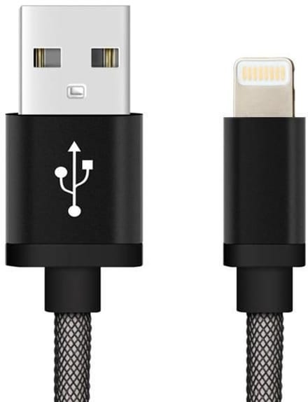 REEKIN [1x USB-A 2.0 stekker - 1x Apple dock-stekker Lightning] 1.00 m Zwart