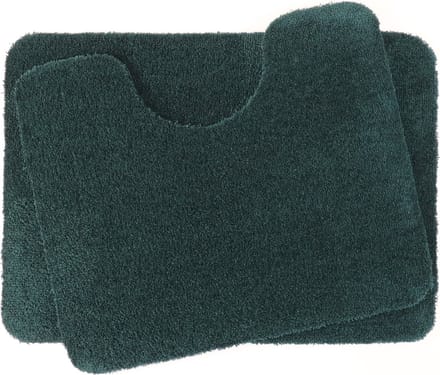 Set - PRIMA - Soft - WC mat - 50x60cm - met uitsparing 21cm - en - Badmat - 50x70cm - donker groen - antislip