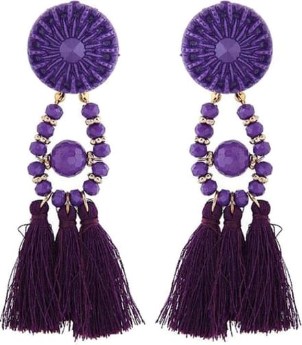 Fako Bijoux® - Oorbellen - Kwast - Boho - Paars