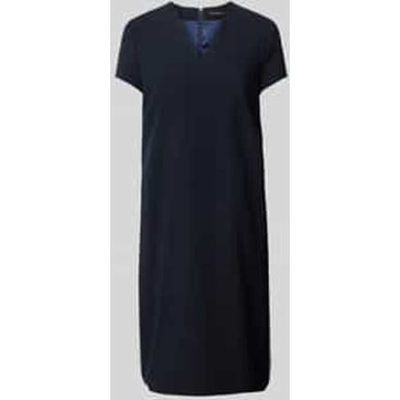 Knielange jurk met viscose en V-hals