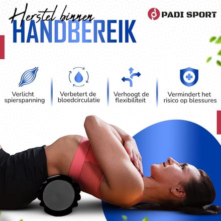 Padisport Foamroller 2 In 1 Voordeelset Zwart - Foamrol - Massagerol - Rug Roller - Foam Rol - Foamroller Set - Foamrollers - Foamroller Trigger Point - Foamroller Rug