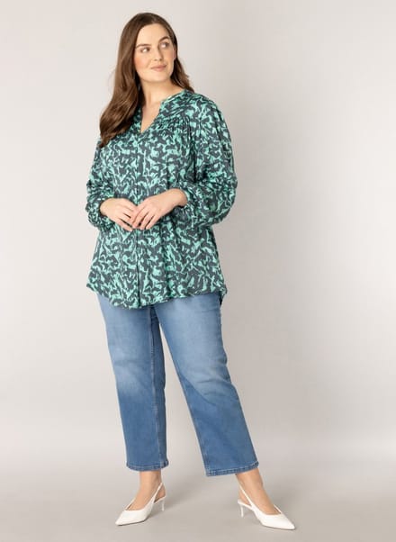 YESTA Ylse Tops - Steel Blue/Multi-Col - maat X-0(44)