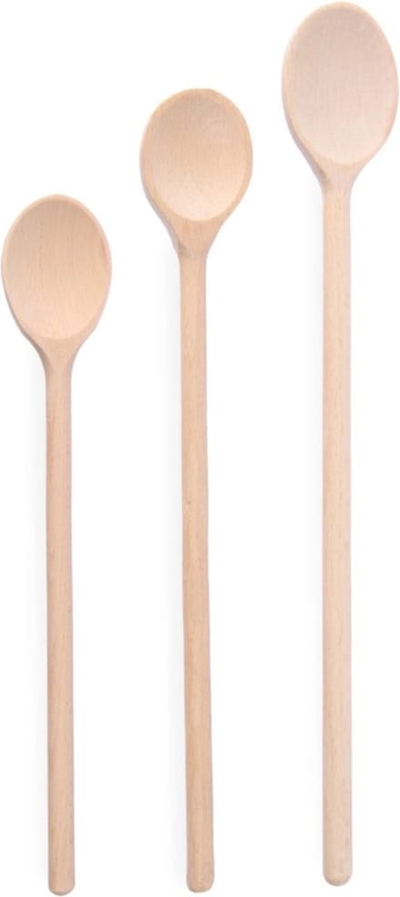 HENDI Set van 3 houten lepels – verschillende maten – 300-400 mm – beukenhout