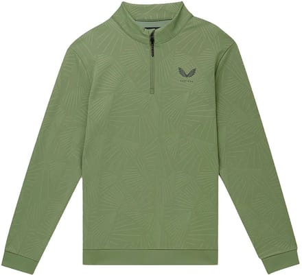 Castore Club Classic Aop Debossed Sweatshirt Met Halve Rits Groen M Man