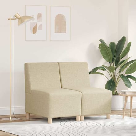 vidaXL Modulaire Sofa Eenheid Armless 2 pcs Crème 55 x 74 x 82 cm Stof