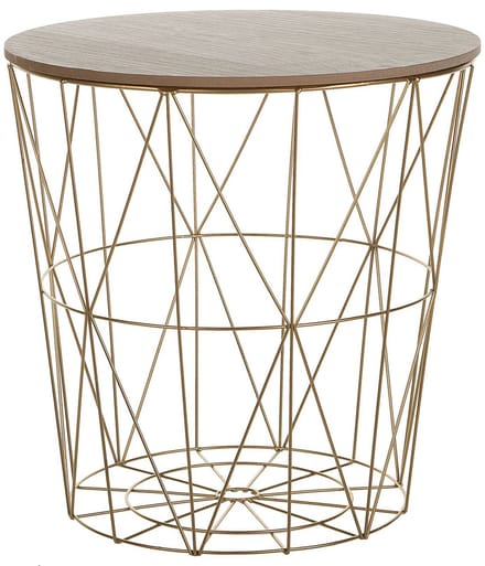LANARK - Bijzettafel - Goud/ Lichte houtkleur - MDF