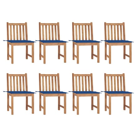 vidaXL - Tuinstoelen - 8 - st - met - kussens - massief - teakhout