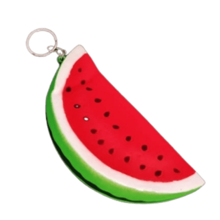 Squishy Watermelon Slice Stress Relief Squeeze Toy With Keychain - 14 × 14 cm