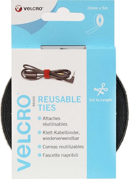 Klittenband op rol 5 meter 10 mm zwart