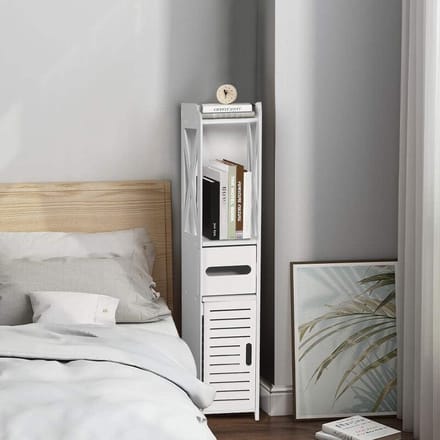 Wit houten Tissue opbergrek - Badkamerplank met open compartiment - 80x15.5x15CM